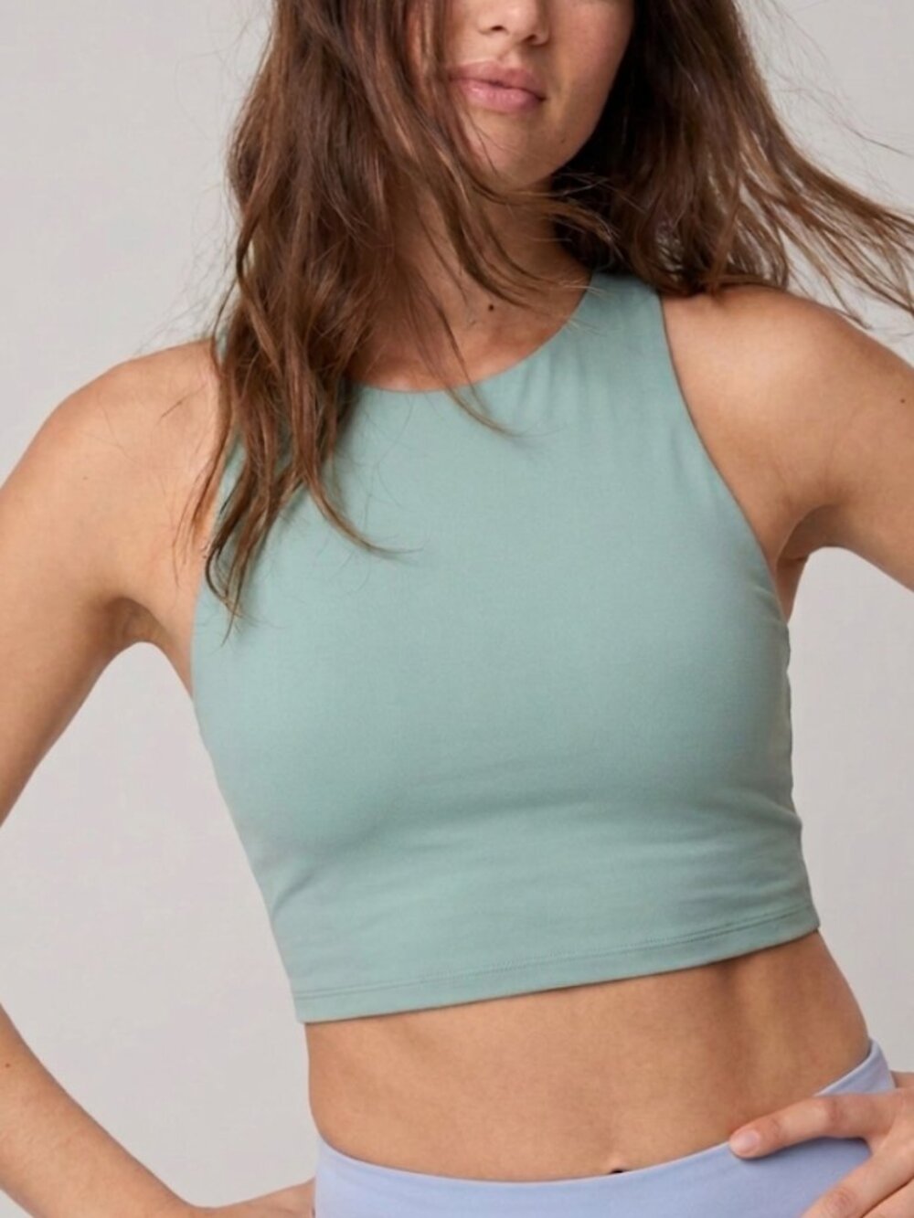 Offline Aerie Real Me Extra Tank Green Cropped Sports Yoga Gym Workout Size L